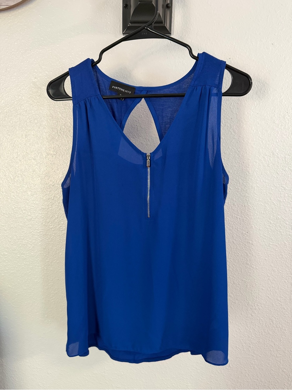 Fortune + Ivy Royal Blue Zip-Front Sleeveless Camisole